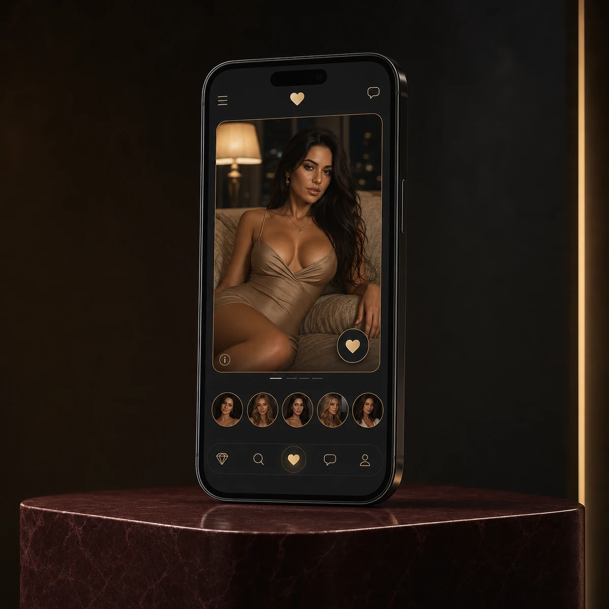 SugarDaddyMeet app interface displayed on a premium smartphone mockup