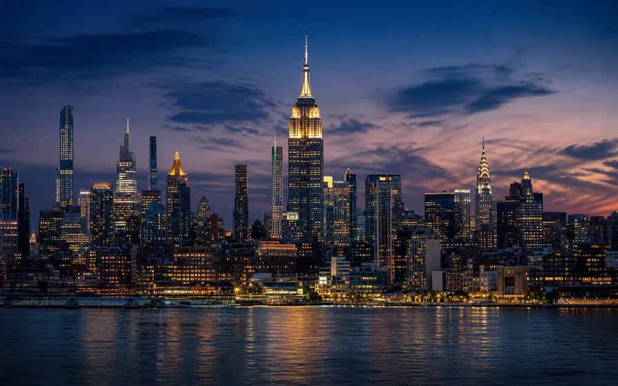 New York skyline at blue hour
